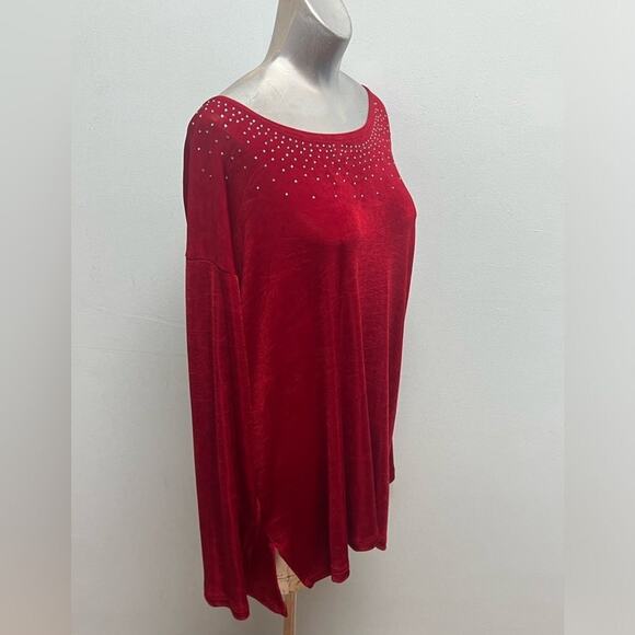 Hot Spice USA Red L/S Tee Top Womens Size Large Sparkles Crystals Vintage 90’s - Picture 3 of 5